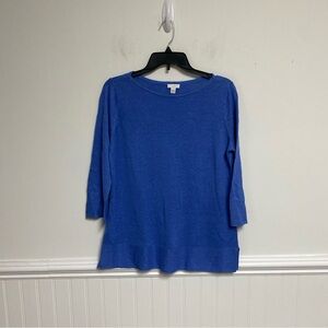J Jill Effortless Tunic Sweater Crewneck Blue Size Small